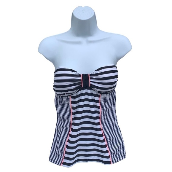 Malibu Other - NWT MALIBU DREAMGIRL BLACK  WHITE STRIPED PINK DETAIL HALTER TOP SWIMSUIT MEDIUM